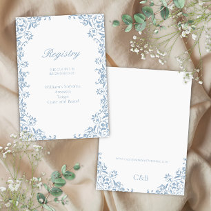 Blue White Simple Wedding Registry Enclosure Card Einladung