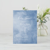 Blue & White Sky Clouds Celestial Baby Shower Einladung (Stehend Vorderseite)