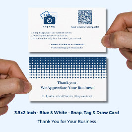 Blue White Snap Tag Incentive Thanks Referral Card