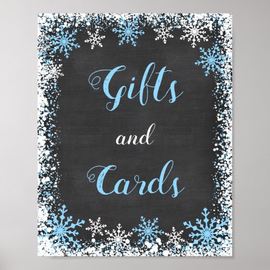 Blue White Snowflake Baby Duschgeschenk Tafelschil Poster (Vorne)