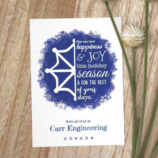 Blue, White Snowflake Business Holiday Card Einladung