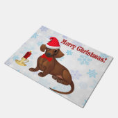 Blue & White Snowflake Dackel Weihnachten Weihnach Fußmatte (Schrägansicht)