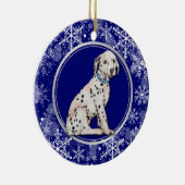 Blue White Snowflake Dalmatiner Puppy Keramik Ornament (Rechts)