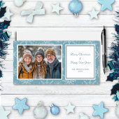 Blue & White Snowflake Holiday Foto Card