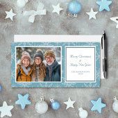 Blue & White Snowflake Holiday Foto Card