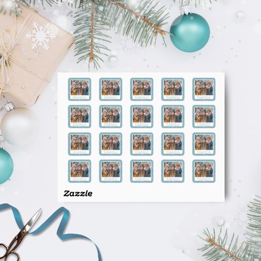Blue & White Snowflake Holiday Foto Stickers