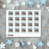 Blue & White Snowflake Holiday Foto Stickers