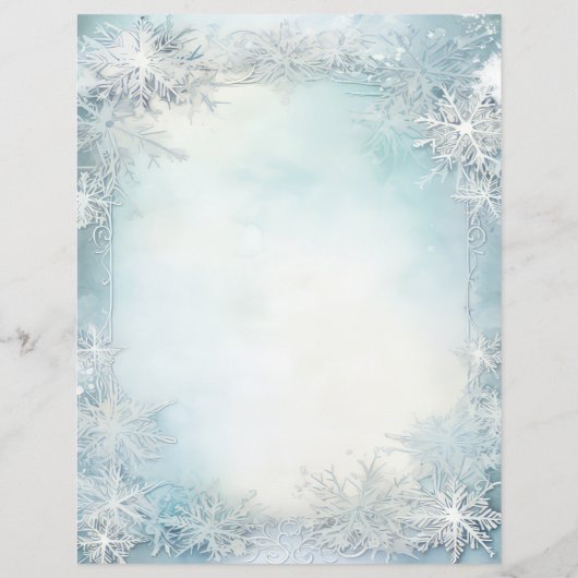 Blue White Snowflake Scrapbook Journal Paper (Rückseite)