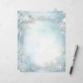 Blue White Snowflake Scrapbook Journal Paper