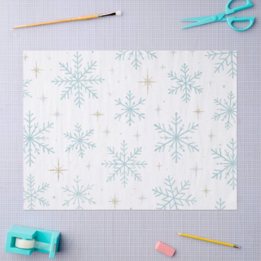 Blue & White Snowflake Sparkle Tissue Paper Seidenpapier (Basteln)