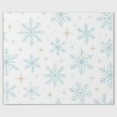 Blue & White Snowflake Sparkle Wrapping Paper Geschenkpapier (Flach)