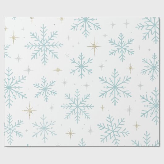 Blue & White Snowflake Sparkle Wrapping Paper Geschenkpapier (Flach)