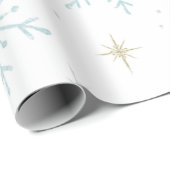 Blue & White Snowflake Sparkle Wrapping Paper Geschenkpapier (Rolleneckpunkt)