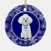 Blue White Snowflake White Poodle Weihnachten Keramik Ornament (Vorne)
