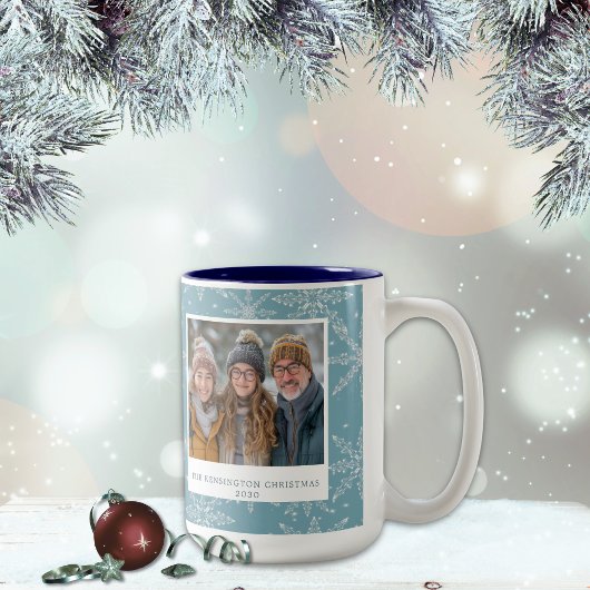 Blue & White Snowflake Zwei-Tone-Tasse Zweifarbige Tasse
