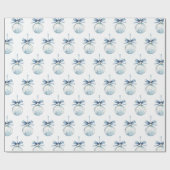 Blue White Snowflakes Bows Bulbs Christmas Geschenkpapier (Flach)