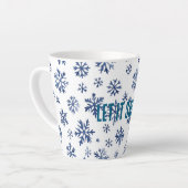 Blue White Snowflakes Christmas Milchtasse (Linke Ecke)