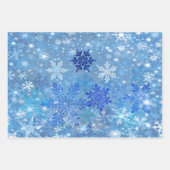 Blue White Snowflakes Design Wrapping Paper Set Geschenkpapier Set (Vorderseite)