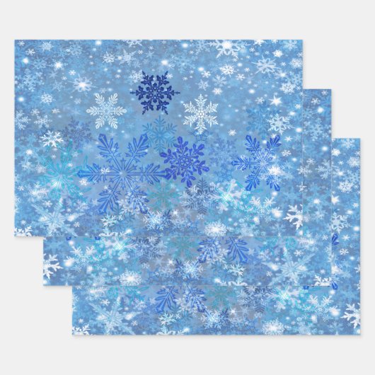 Blue White Snowflakes Design Wrapping Paper Set Geschenkpapier Set (Set)
