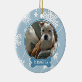 Blue White Snowflakes Foto Weihnachtsschmuck (Rechts)