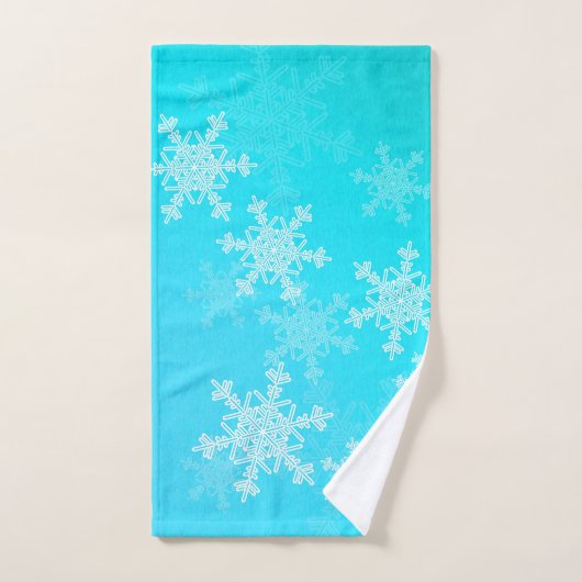 Blue White Snowflakes Minimalistisch Weihnachten Handtuch (Handtuch)