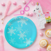 Blue White Snowflakes Minimalistisch Weihnachten Pappteller (Party)