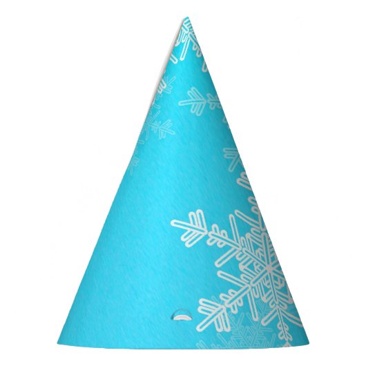 Blue White Snowflakes Minimalistisch Weihnachten Partyhütchen (Links)