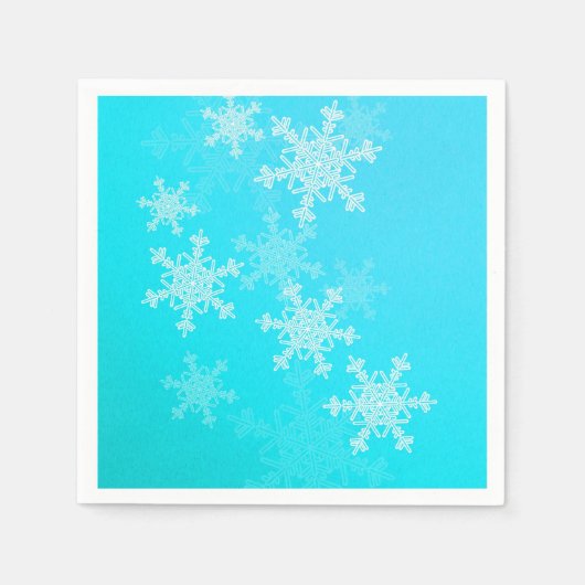 Blue White Snowflakes Minimalistisch Weihnachten Serviette (Vorderseite)