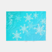 Blue White Snowflakes Minimalistischer Weihnachtsn Fleecedecke (Vorderseite (Horizontal))