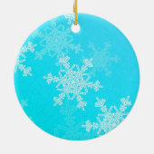 Blue White Snowflakes Minimalistischer Weihnachtsn Keramik Ornament (Hinten)