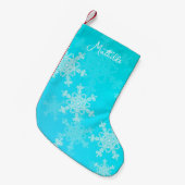 Blue White Snowflakes Minimalistischer Weihnachtsn Kleiner Weihnachtsstrumpf (Vorderansicht (hängend))