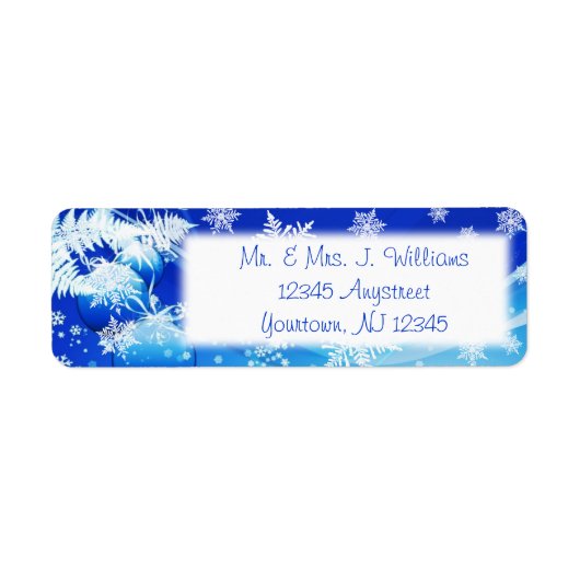 Blue White Snowflakes Rücksendeadresse (Vorne)
