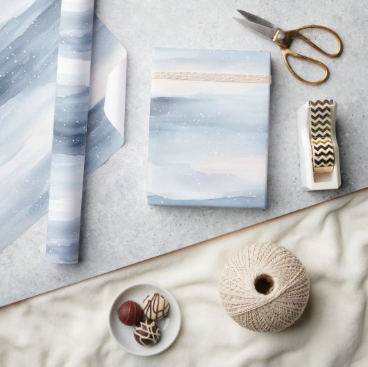 Blue White Snowflakes Weihnachten Geschenkpapier (Kunsthandwerk)