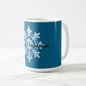 Blue White Snowflakes Weihnachten Kaffeetasse (VorderseiteRechts)
