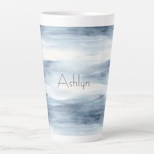 Blue White Snowflakes Weihnachten Milchtasse (Vorderseite)