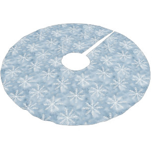 Blue White Snowflakes Weihnachten Polyester Weihnachtsbaumdecke