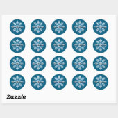 Blue White Snowflakes Weihnachten Runder Aufkleber (Blatt)