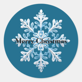 Blue White Snowflakes Weihnachten Runder Aufkleber