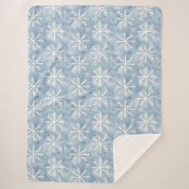 Blue White Snowflakes Weihnachten Sherpadecke