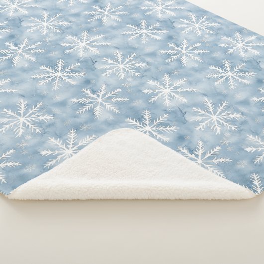 Blue White Snowflakes Weihnachten Sherpadecke (3/4)