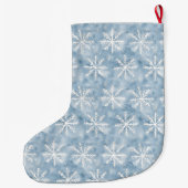 Blue White Snowflakes Weihnachts Gold Glitzer Großer Weihnachtsstrumpf (Rückseite)