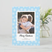 Blue White Snowflakes Weihnachtsfotos Karten (Stehend Vorderseite)