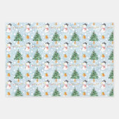 Blue White Snowman Santa Claus Winter Polka Dots Geschenkpapier Set (Vorderseite 2)