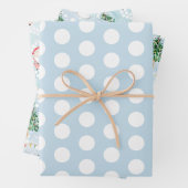 Blue White Snowman Santa Claus Winter Polka Dots Geschenkpapier Set (Beispiel)