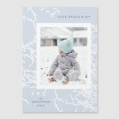 Blue & White Snowy Branches Foto Magnet (Vorderseite)
