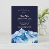 Blue White Snowy Mountains Hochzeitskuppel Dusche Einladung (Stehend Vorderseite)
