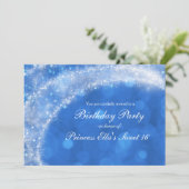 Blue & White Sparkle Aschenputtel Jedes Event Part Einladung (Stehend Vorderseite)