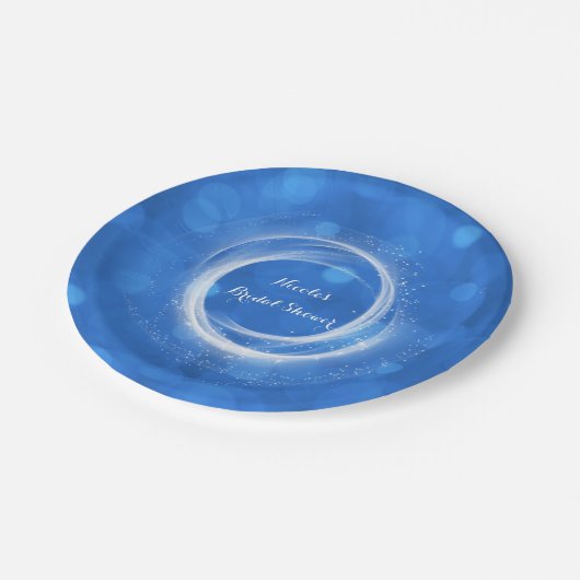 Blue & White Sparkle Aschenputtel Jedes Event Part Pappteller (Schrägansicht)