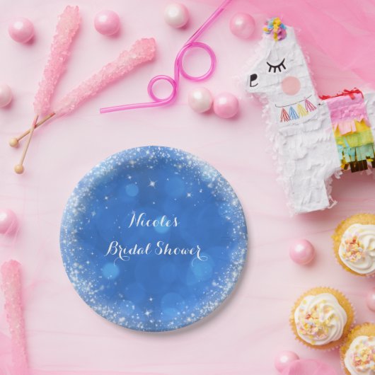 Blue & White Sparkle Aschenputtel Jedes Event Part Pappteller (Party)