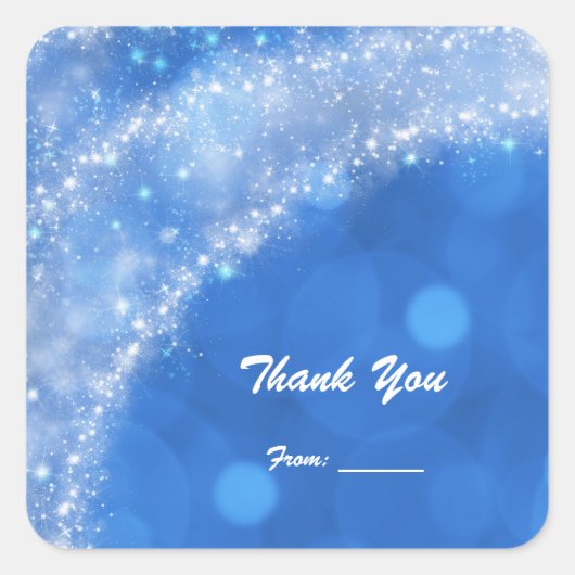 Blue & White Sparkle Aschenputtel Jedes Event Part Quadratischer Aufkleber (Vorderseite)